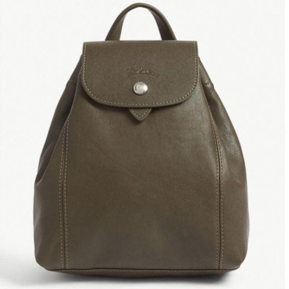 Longchamp Handbags - Longchamp Le Pliage Cuir XS Leather Backpack in Khaki Green